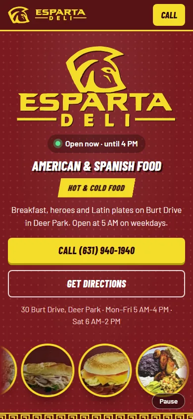 Esparta Deli mobile homepage
